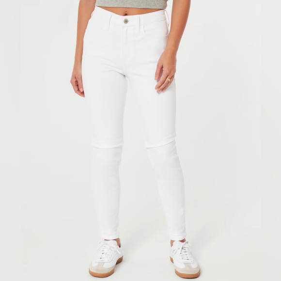 HOLLISTER HIGH-RISE WHITE SUPER SKINNY JEANS - Picture 1 of 5